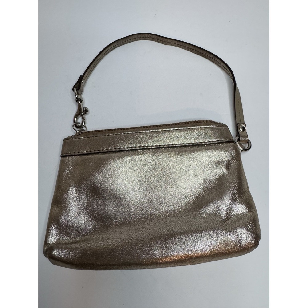 Coach Wristlet Metallic Gold Pleated Leather 43431 Wristlet Clutch - Picture 2 of 12